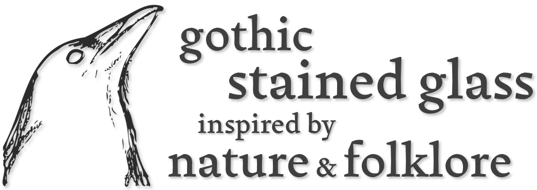 Word Art gothic stained glass inspired by nature and folklore